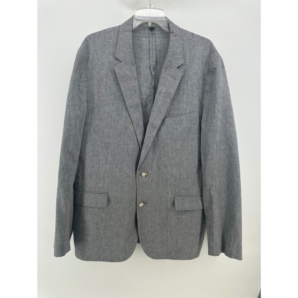 J.Crew Ludlow Slim Blazer Mens 46L Grey Somelos Cotton Linen Sport Coat